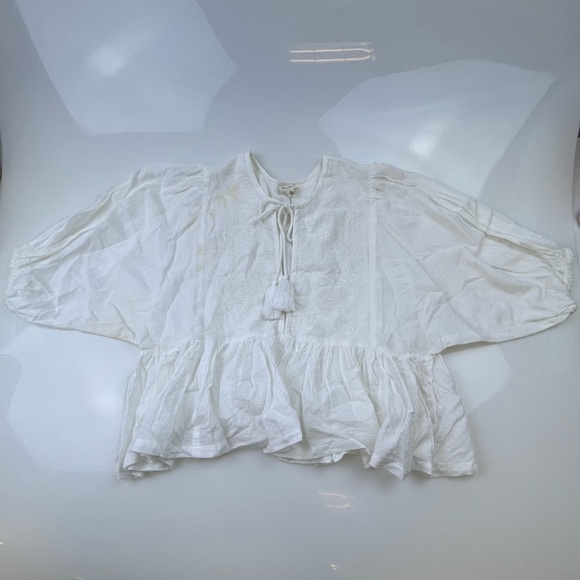 En Crème White Short Sleeve Blouse N227-38 - Picture 2 of 12